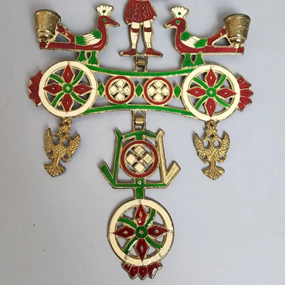 Smaltotex Enameled Bronze Hanging Candle Holder Greek Orthodox Cross Shaped
